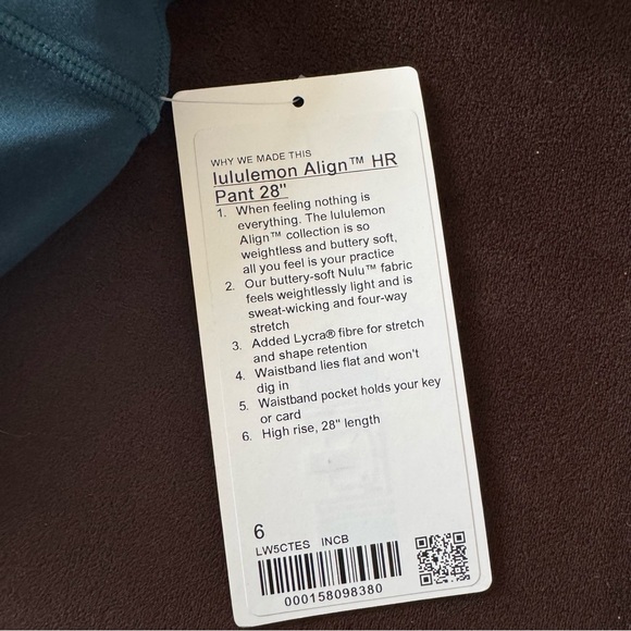 NWT lululemon Align High-Rise Pant 28" Indochine Blue Green Size 6 - Picture 9 of 10